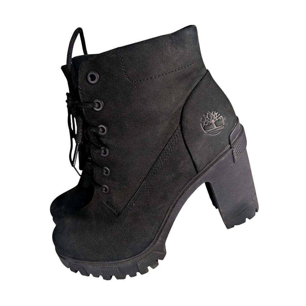 NWOT-1 SHOW! TIMBERLAND! BLACK GENUINE LEATHER NUBUCK FINISH HEEL BOOTS! 9.5M - Picture 11 of 11